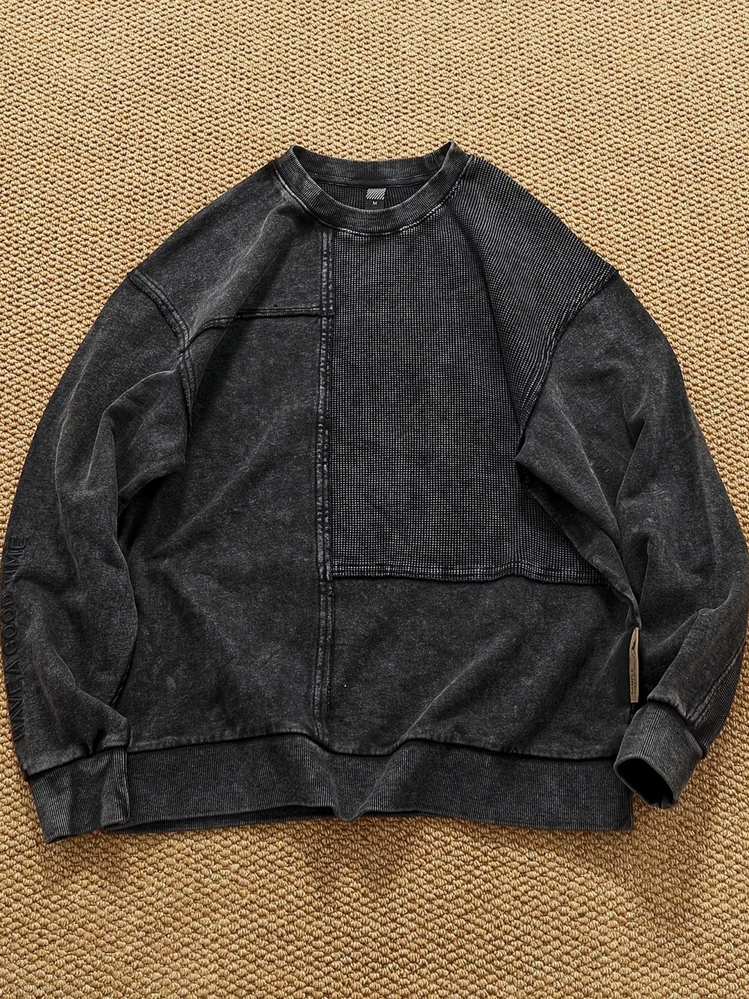 

Loose Fit Trendy Oversized Sweatirt Men's Crew Ne Long Sve Cotton Polyester Antioxidant Couple's Casual Wear