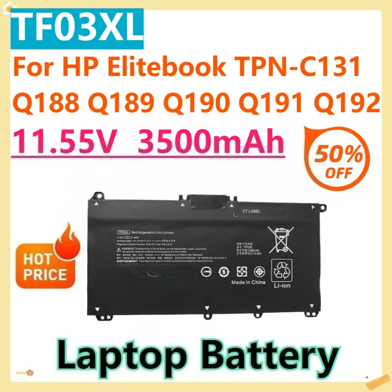 

For HP Elitebook TPN-C131 Q188 Q189 Q190 Q191 Q192 TF03XL 11.55V 3500mAh Laptop Battery