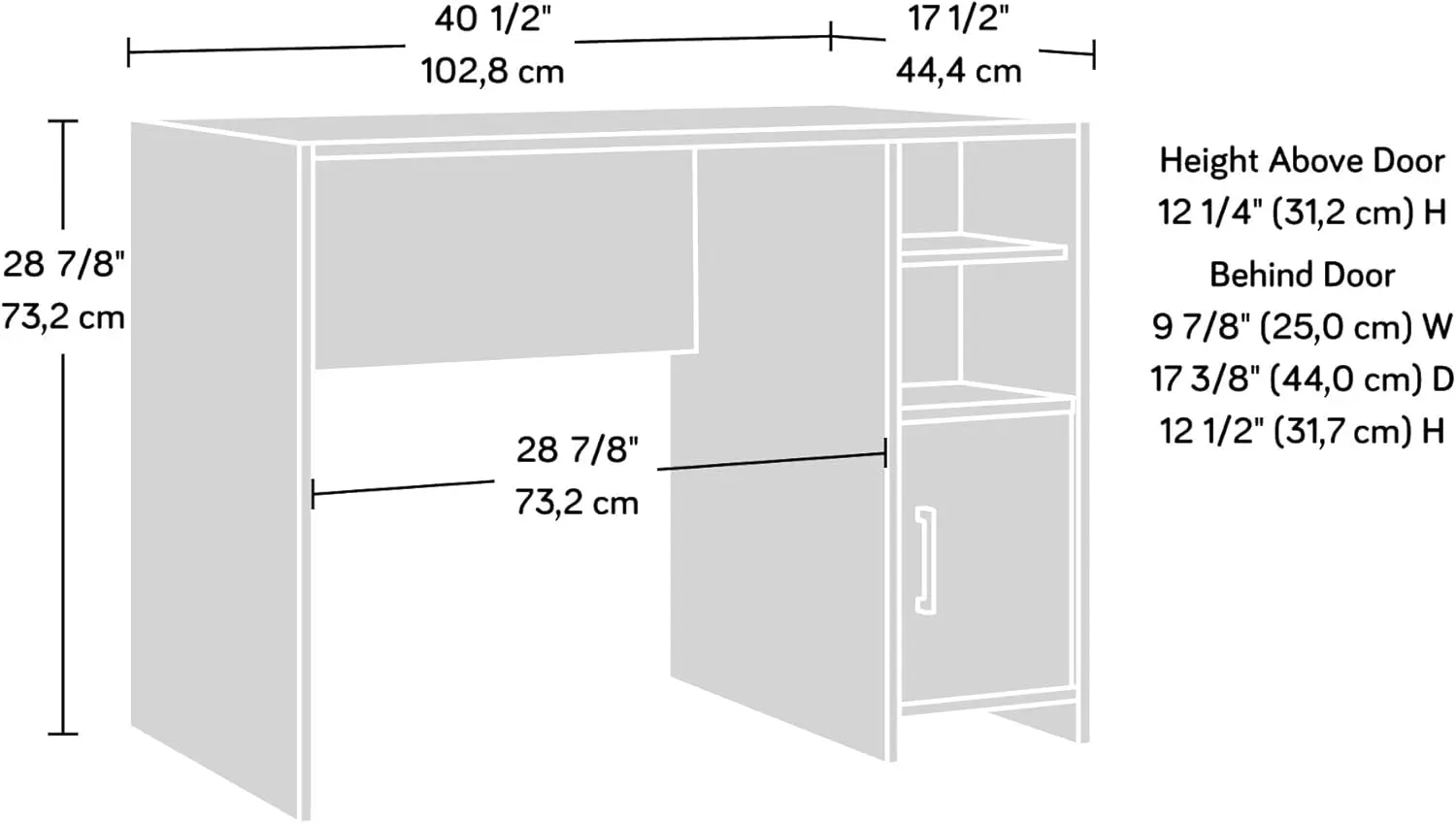 Schreibtisch, l: 40.39 "x B: 17.48" x h: 28.82 ", Sommer Eiche Finish