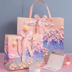 Holiday Party Ceremony Gift Paper Bag With Handle Handbag Teachers' Day New Year Wedding Guest Children Candy Colored Packaging