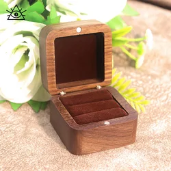 5.5cm Square Engagement Ring Box Black Walnut Wedding Diamond Ring Jewelry Gift