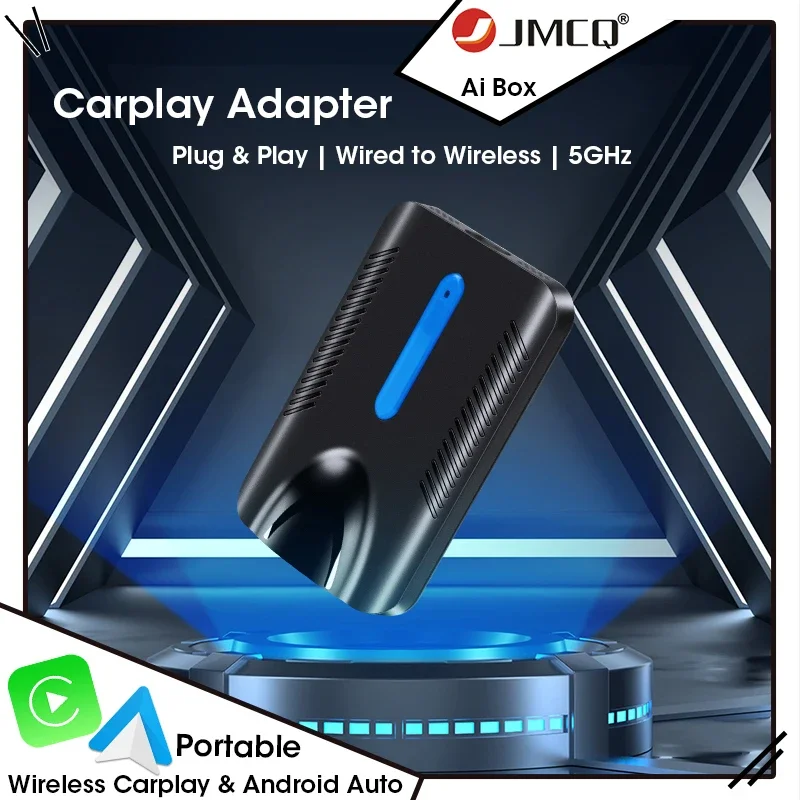 

JMCQ Car Smart AI Box Android Auto Wireless Carplay Adapter Activator Wired to Wireless TV Box For All Cars Upgradation Adaptor