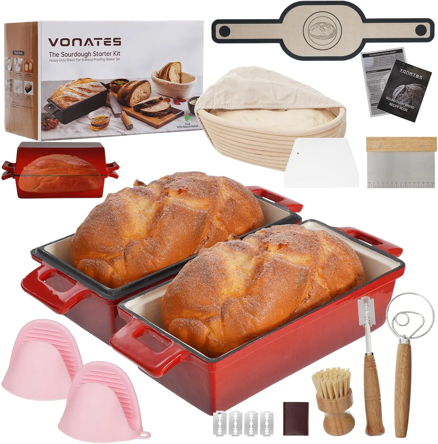 

Набор корзин для расстойки хлеба с эмалированной чугунной формой для выпечки домашнего хлеба, сковорода для предварительно приправленного хлеба, принадлежности для выпечки хлеба