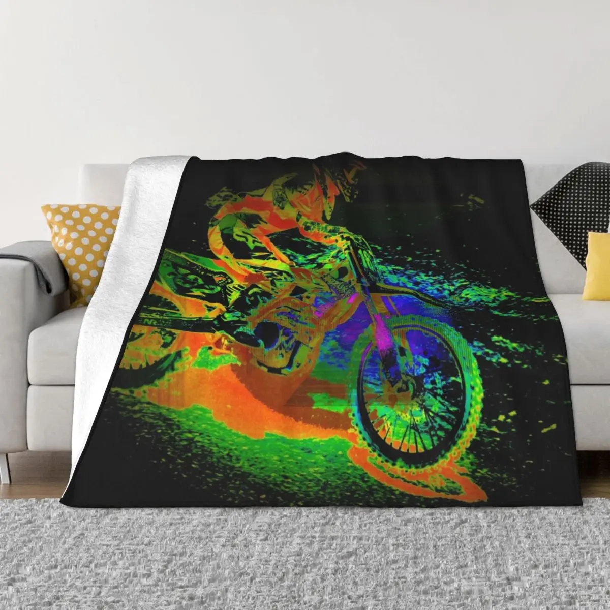 Race to the Finish! - Motocross Racer Throw Blanket Blankets for babies decorative blanket