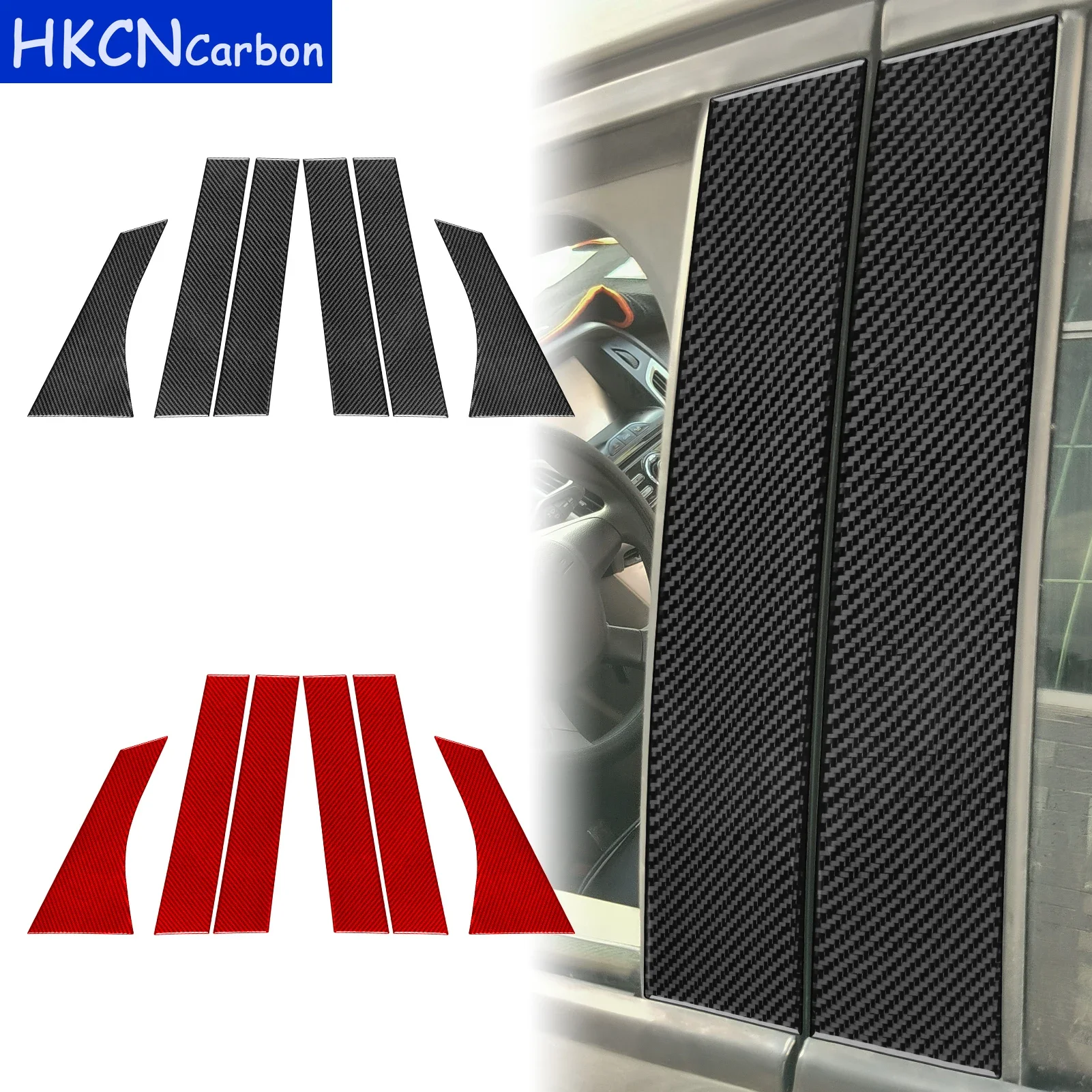 Carbon Fiber Car Accessories Auto Door B-pillar Posts Outer Panel Cover Trim Sticker Modification For Ford Focus 2012—2018