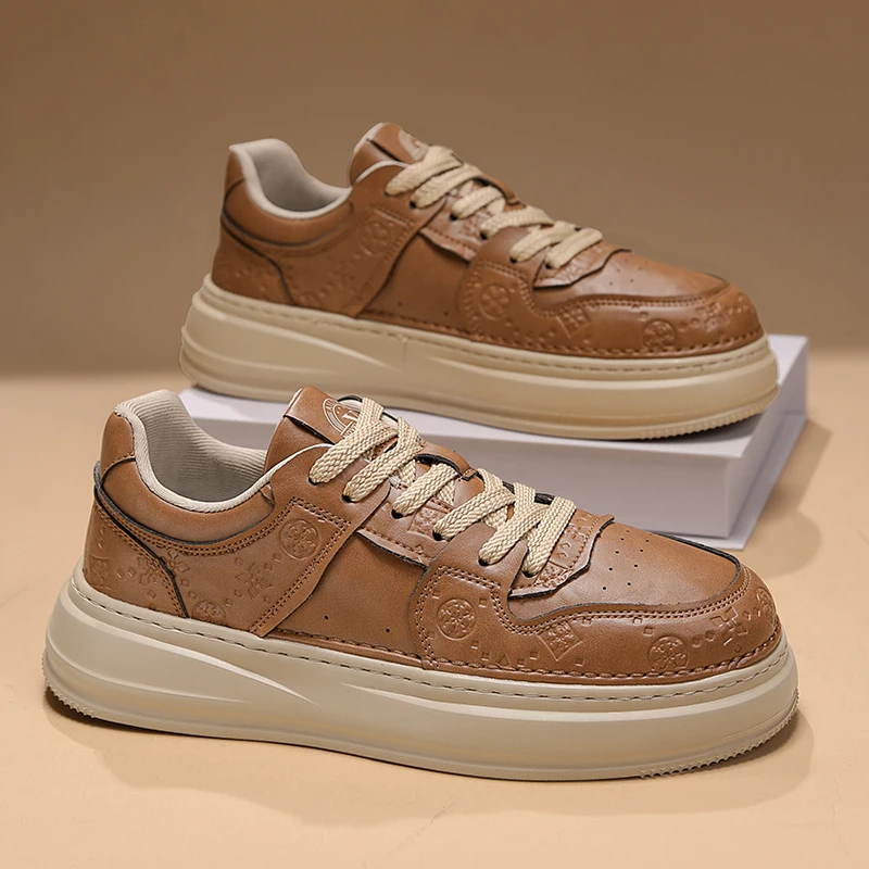 Autumn 2025 Men's White Chunky Sneakers - Breathable Minimalist Design, Student-Friendly & Instagram Popular