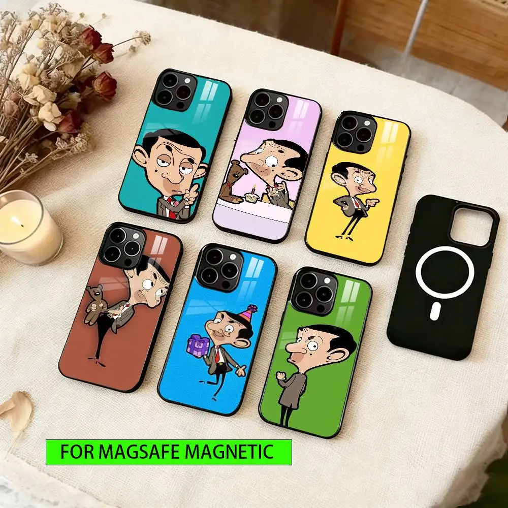 

Анимированный чехол для телефона с Мистером Биеном для iPhone 17, 16, 15, 14, 13, 12, 11 Plus, Pro, магнитный, для беспроводной зарядки Magsafe