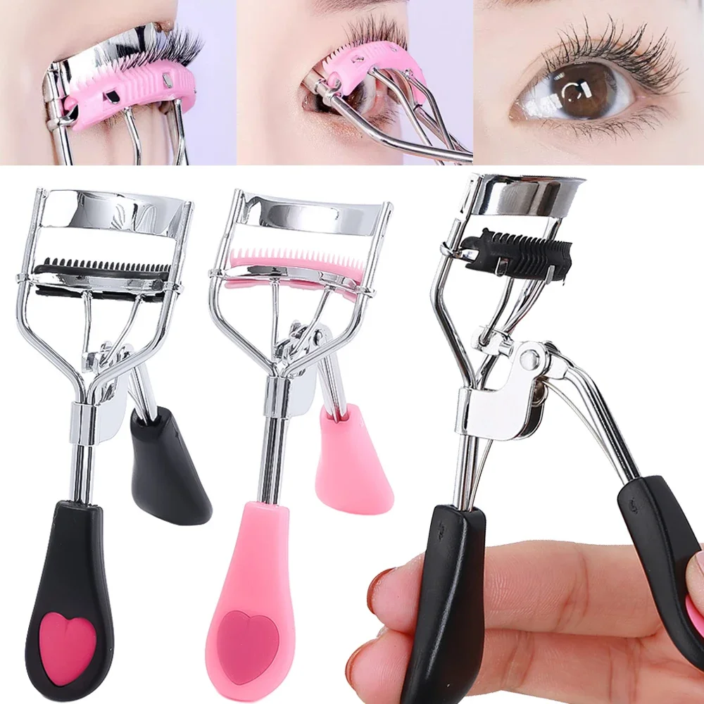 Stainless Eyelash Clamp Comb Curl Lady Professional Eyelash Curler with Comb Tweezers Curling Natural Novice Eyelid Makeup Tools