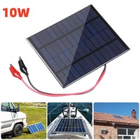 12V 10W Solar Panel Portable Polysilicon Panel Outdoor DIY Solar Charging Panel with Clip for 9-12V Battery Charging