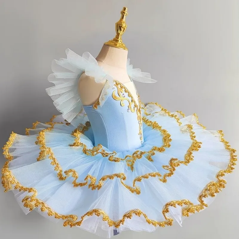 Vestido de Ballet para niñas, ropa de actuación profesional del lago de los Cisnes, tutú de panqueques, vestido de princesa, leotardo, falda de bailarina para fiesta