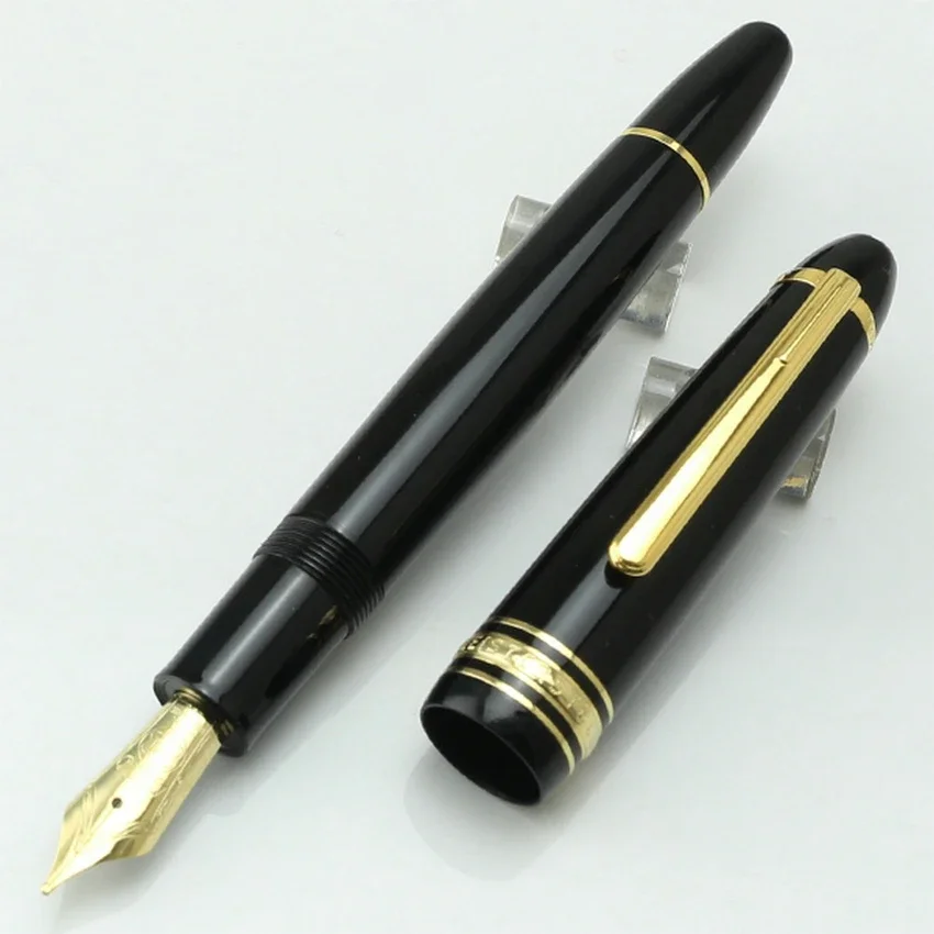 High Quality New MB 149 Piston Fountain Pen Gold Trim Monte Black Rollerball Office Calligraphy Ink Pen with View Window