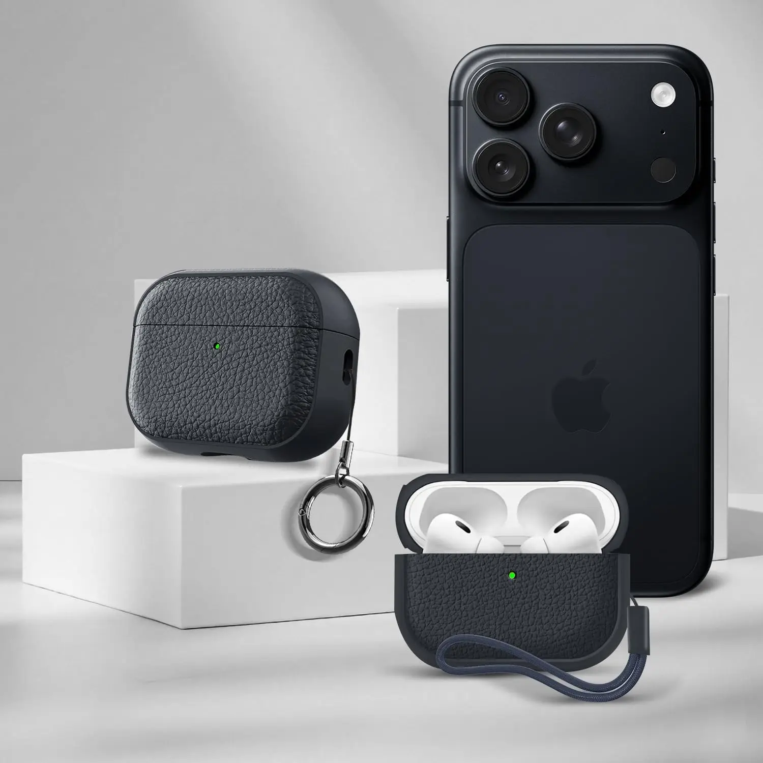 Funda para Airpods Pro 3 2025 con textura de cuero, TPU a prueba de golpes, cubierta protectora completa para mujeres y hombres, Apple Airpods Pro 3 con cordón.
