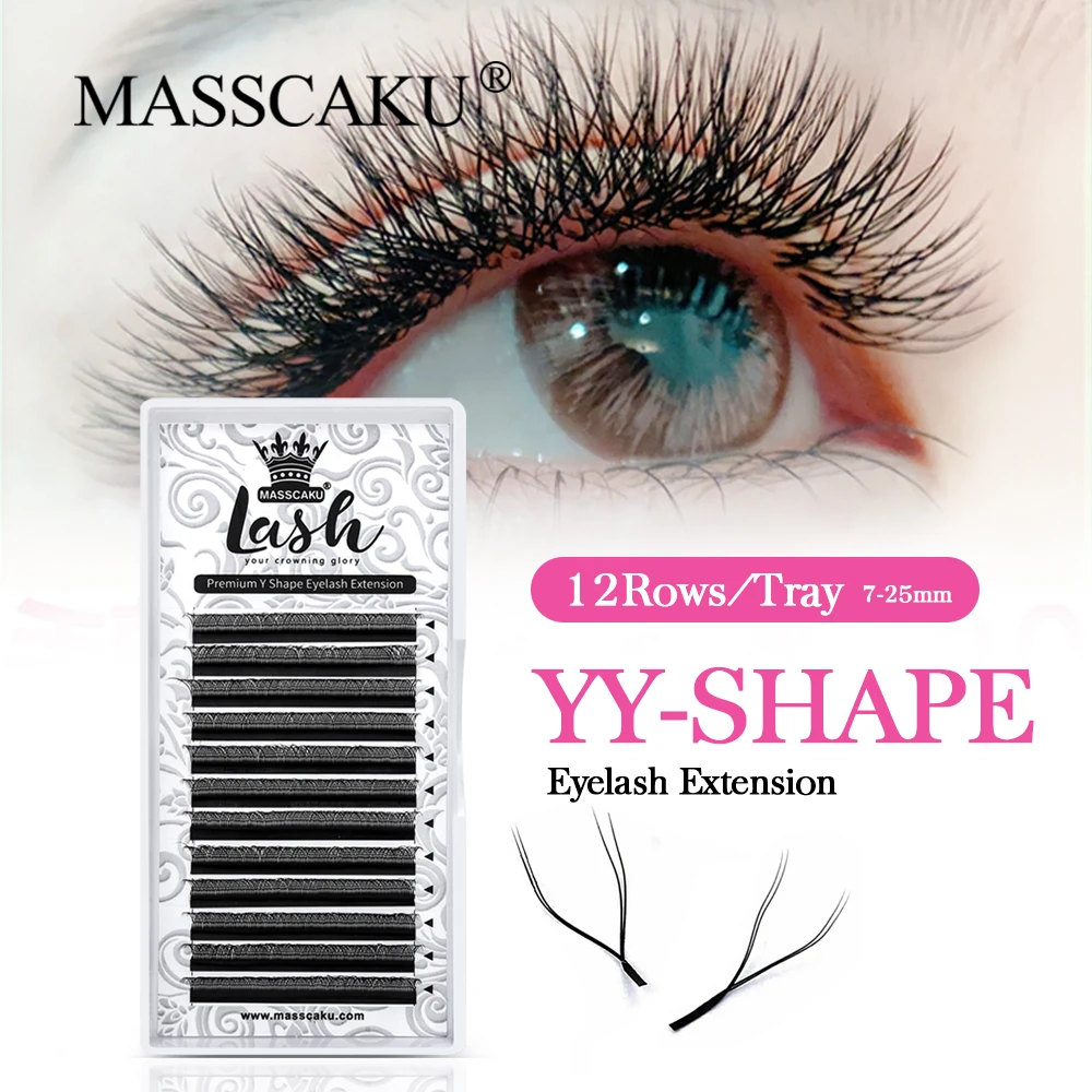 

Custom YY Shape Lashes 0.07mm Faux Mink C/D Curl 8-15mm Single Length Natural Soft Eyelash Premade Volume Fan Lashes Extension