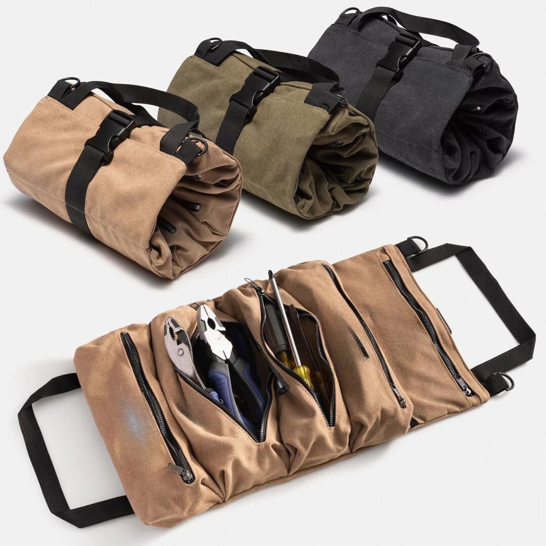 Durable Canvas, Rust-Proof YKK Zippers & Secure Buckle - A Loving Gift for Dads, Mechanics, Electricians & Hobbyists | Khaki