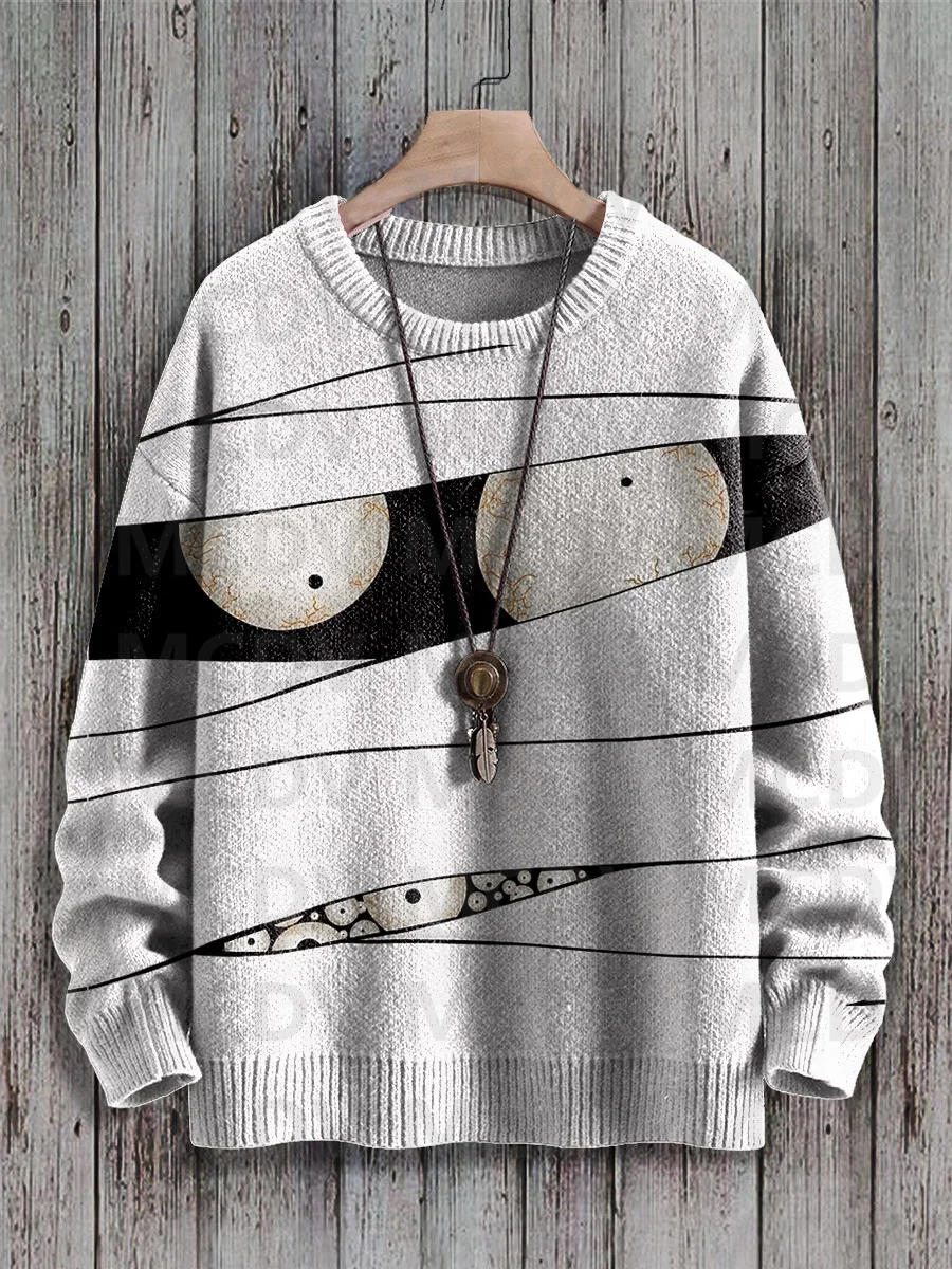 

Halloween Art Print Knit Pullover Sweater Classic Sweater Men's For Women's Pullover