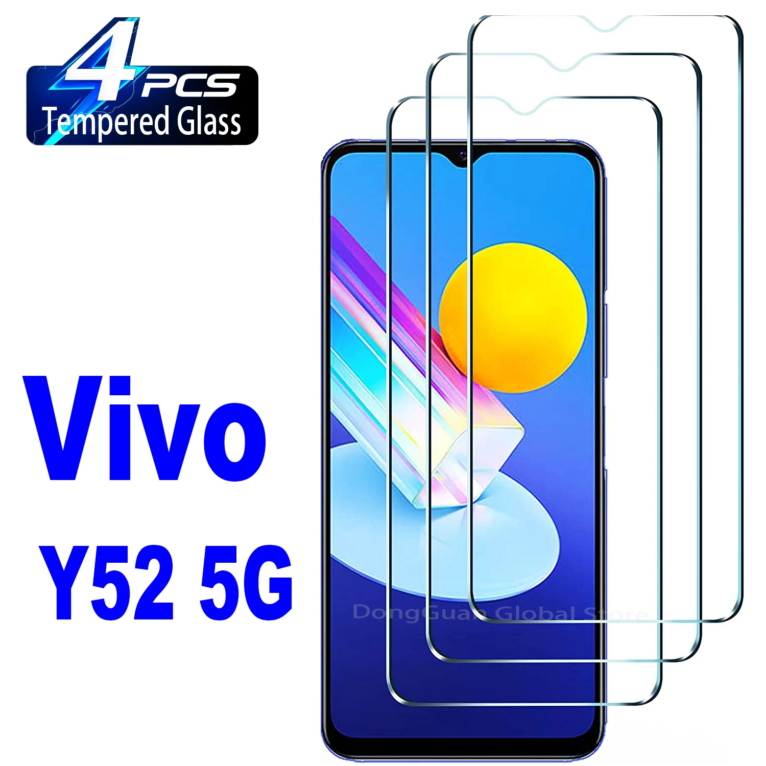 2/4Pcs Tempered Glass For Vivo Y52 5G Y76 Y72 5G HD Screen Protector