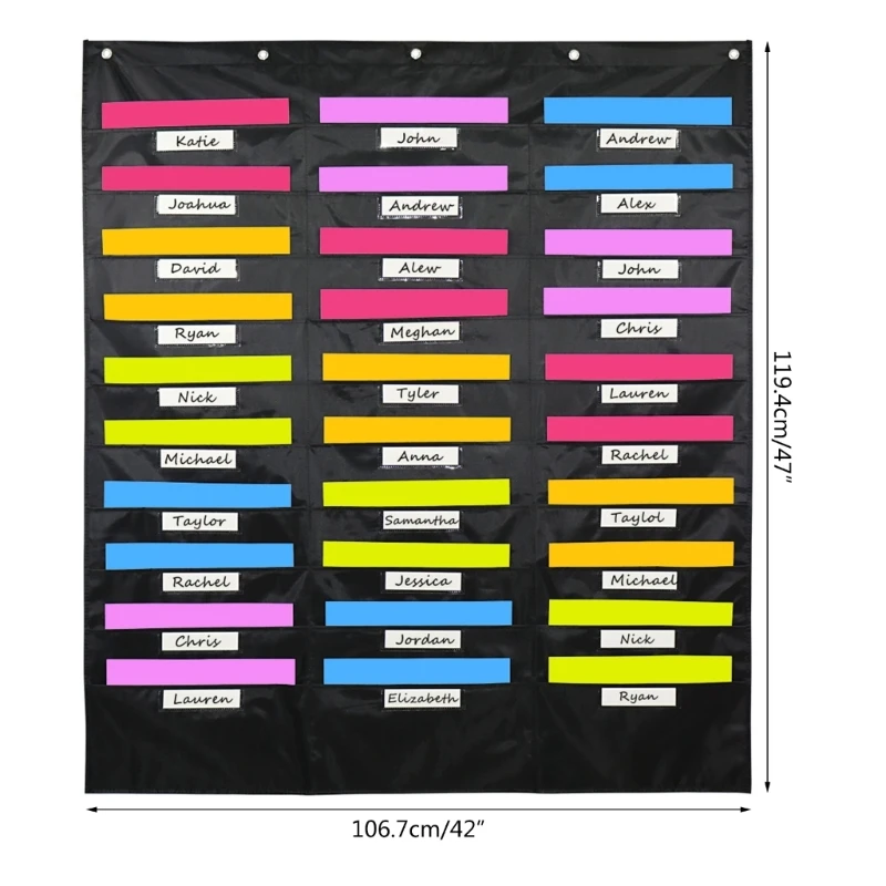 F3MA Grafico tascabile per montaggio a parete 30 tasche 5 Appendiabiti per porta, organizer per forniture per ufficio
