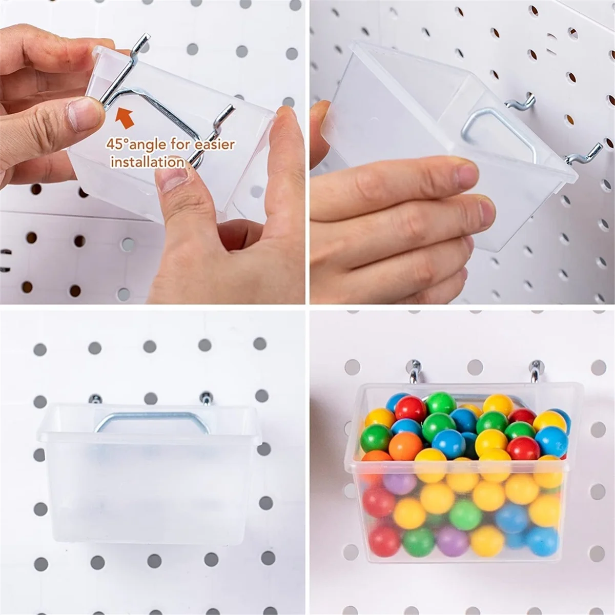 Pegboard صناديق شفافة 6 حزمة Pegboard صناديق شفافة Pegboard صناديق السنانير لتقوم بها بنفسك Pegboard اكسسوارات منضدة صناديق صغيرة تناسب 1/4 -1/8 Pe
