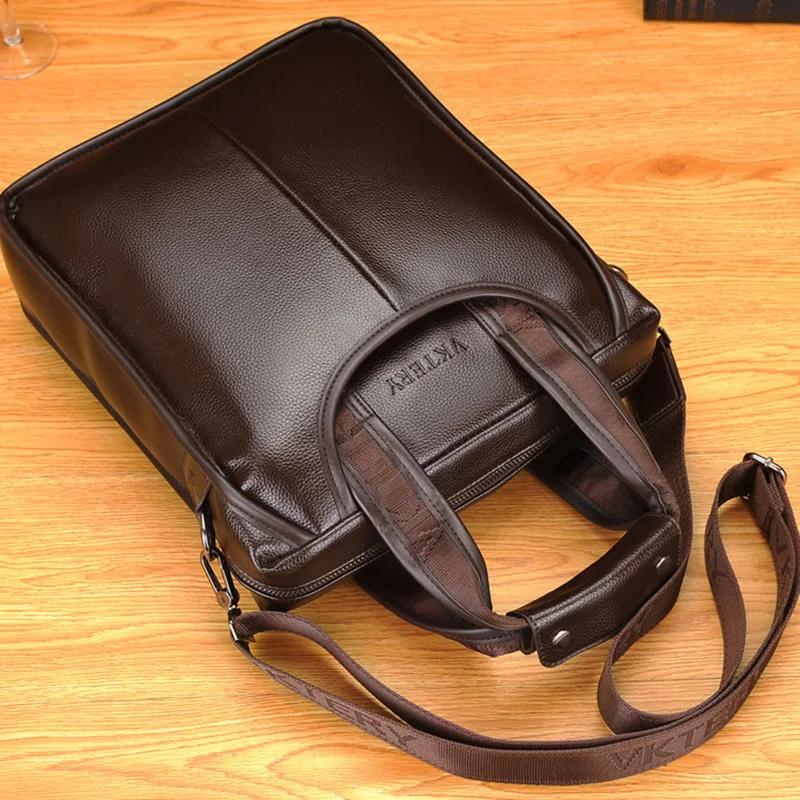 Vintage Zacht Lederen Heren Aktetassen Zakelijke Verticale Handtas Office Mannelijke Schouder Messenger Bag