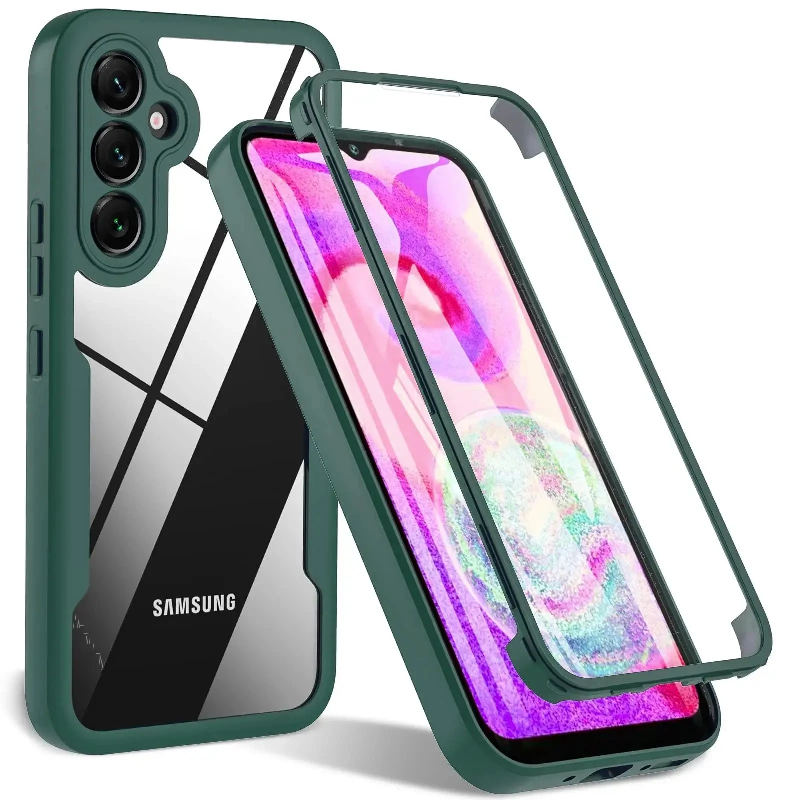 Case For Samsung Galaxy A55 A35 A25 A15 5G A05S A52 A14 A24 A34 A54 A72 A53 A33 5G 360 Degree Full Protect Liquid Silicone Cover