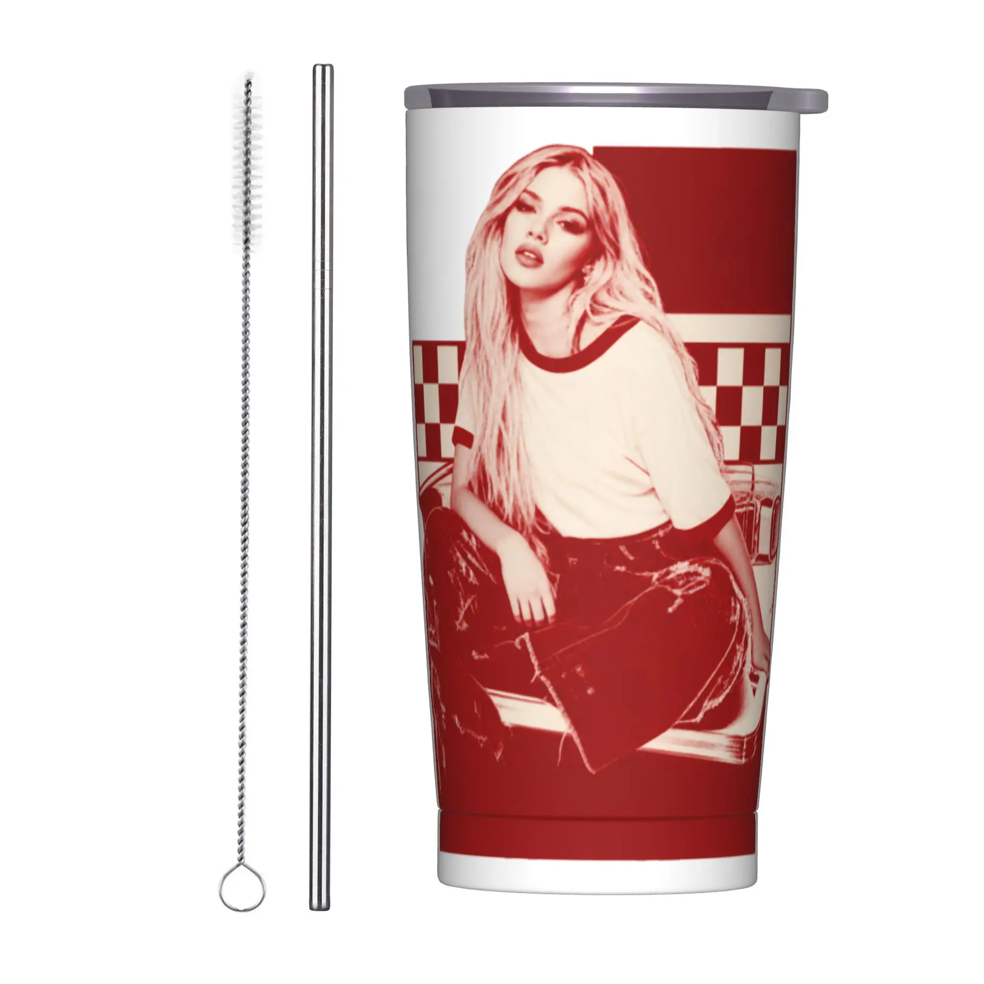 F-Freya Skye Singer Tumbler Vacuum Insulated  Coffee Cups with Lid Straw Travel Outdoor Mug Hot Cold Drink