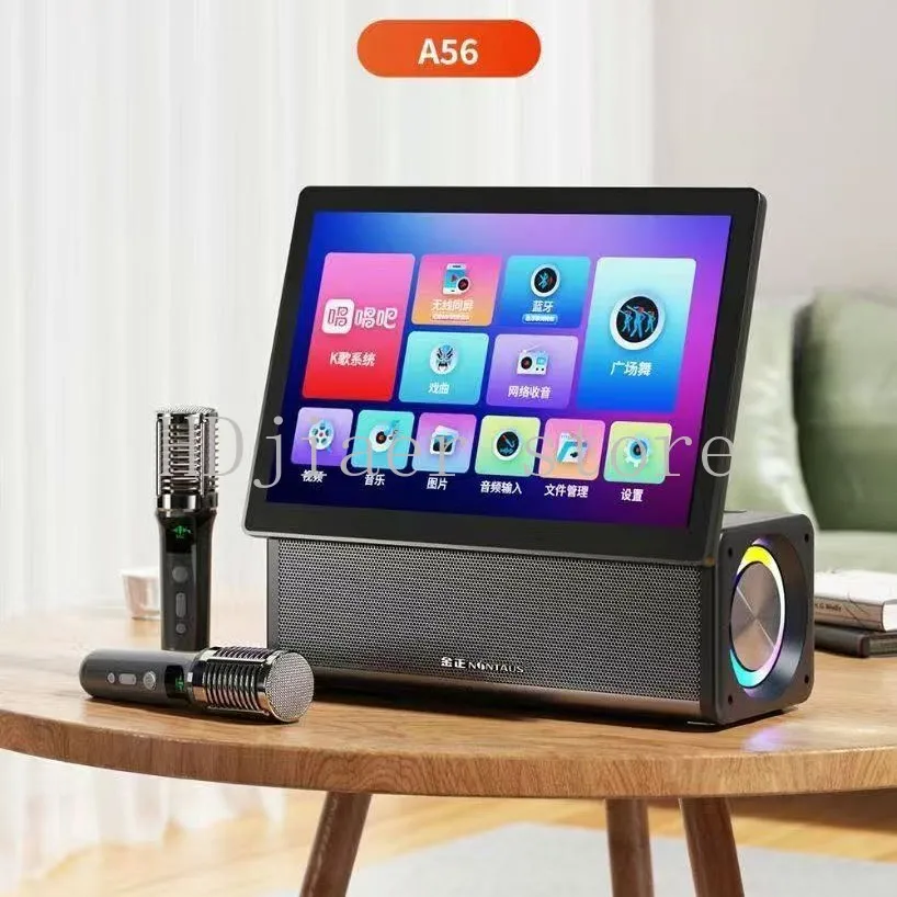 

A56S Bluetooth video speaker rotatable screen mobile phone wireless same screen home dual microphone Karaoke