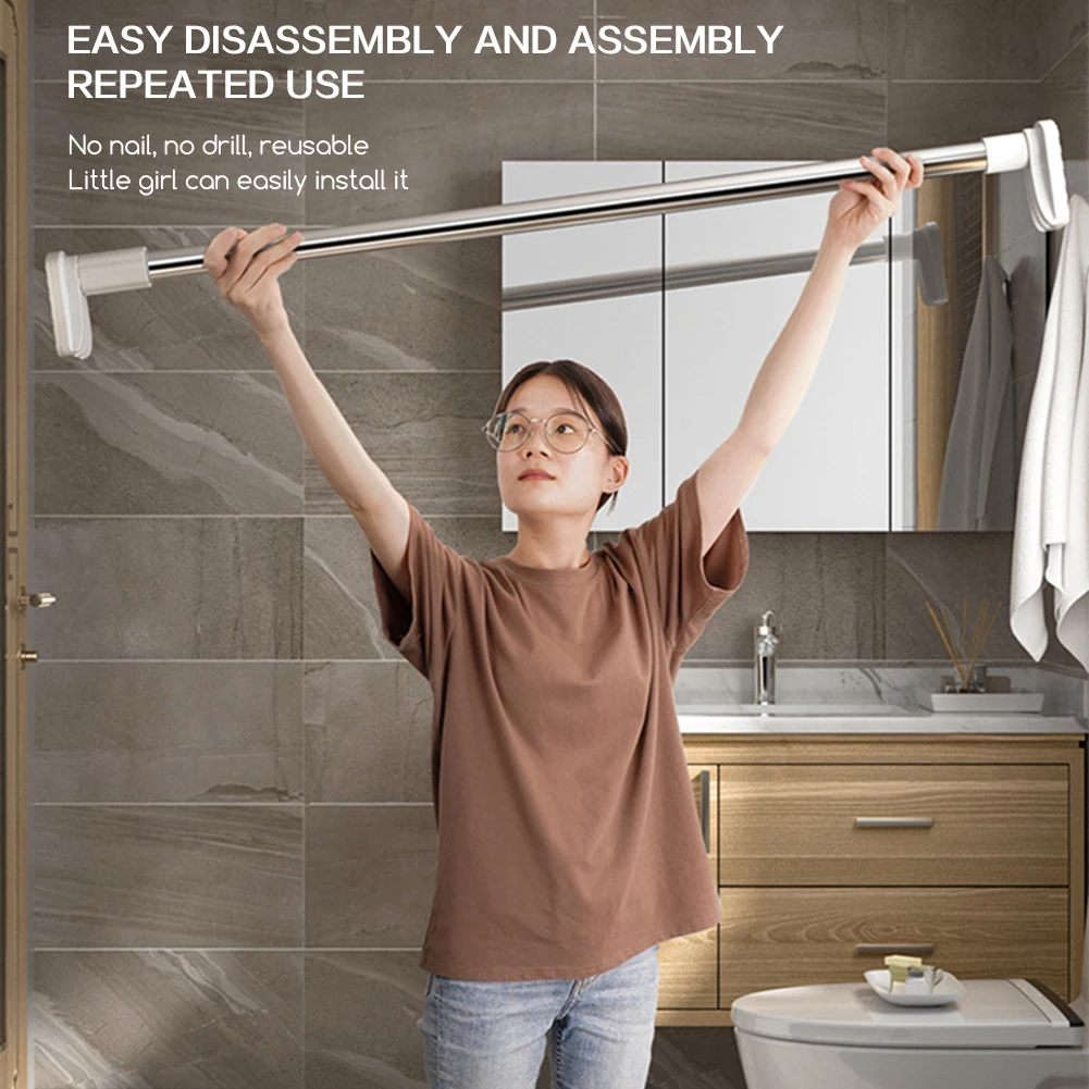 

Adjustable Nonslip Clothing Drying Rod Multi-functional Easy To Install For Apartment RV