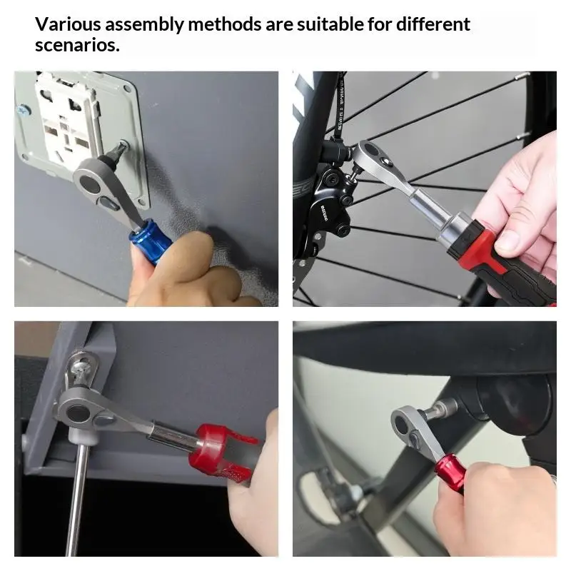 1/4 Inch Mini Ratchet Screwdriver Keychain Compact Hex Bit Handle Repair Tool for Car Daily Emergency Use