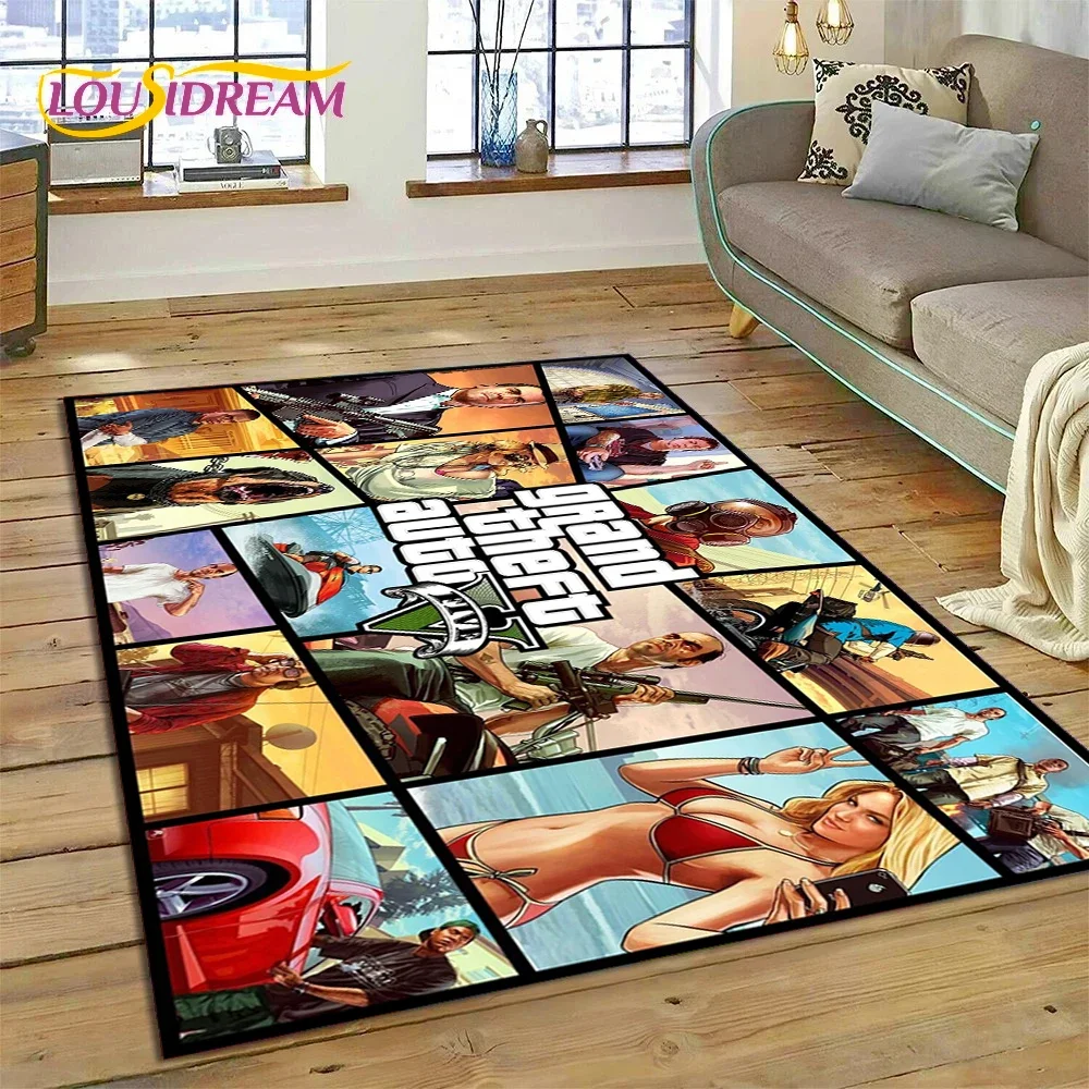 Tapis de jeu 3D GTA Grand Theft Auto pour chambre à coucher, salon, décoration de canapé, grand tapis décoratif pour enfants