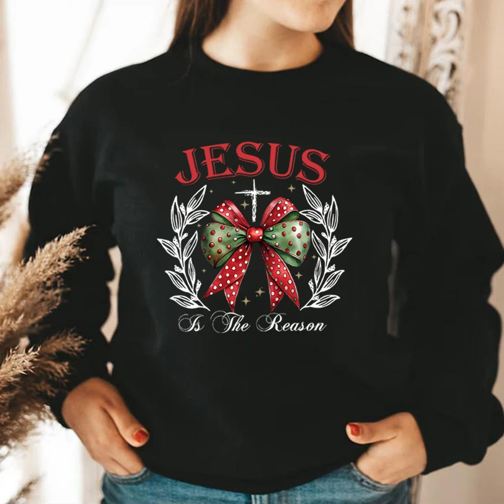 Jesus Is The Reason for The Season Sweatshirt Christmas Season Shirt Christmas Coquette Bow Sweater Christmas Jesus Sweatshirts