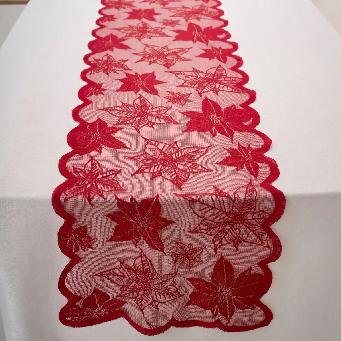1Pcs Halloween Lace Table Runner Fall Harvest Maple Pumpkin Pattern Table Flag Autumn Winter Home Dining Room Tabletop Decor