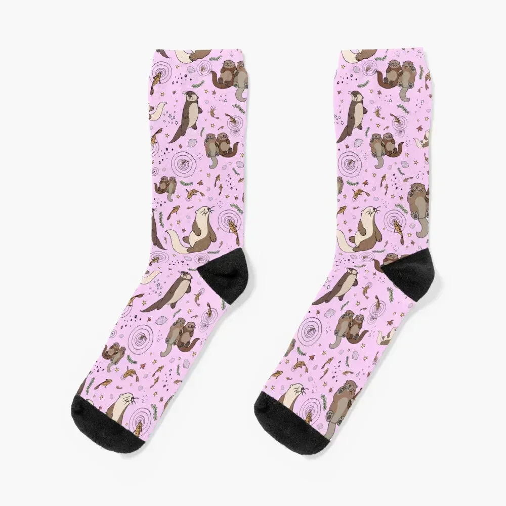 Otters in Pink Socks Toe sports set anime hip hop Boy Socks Women's