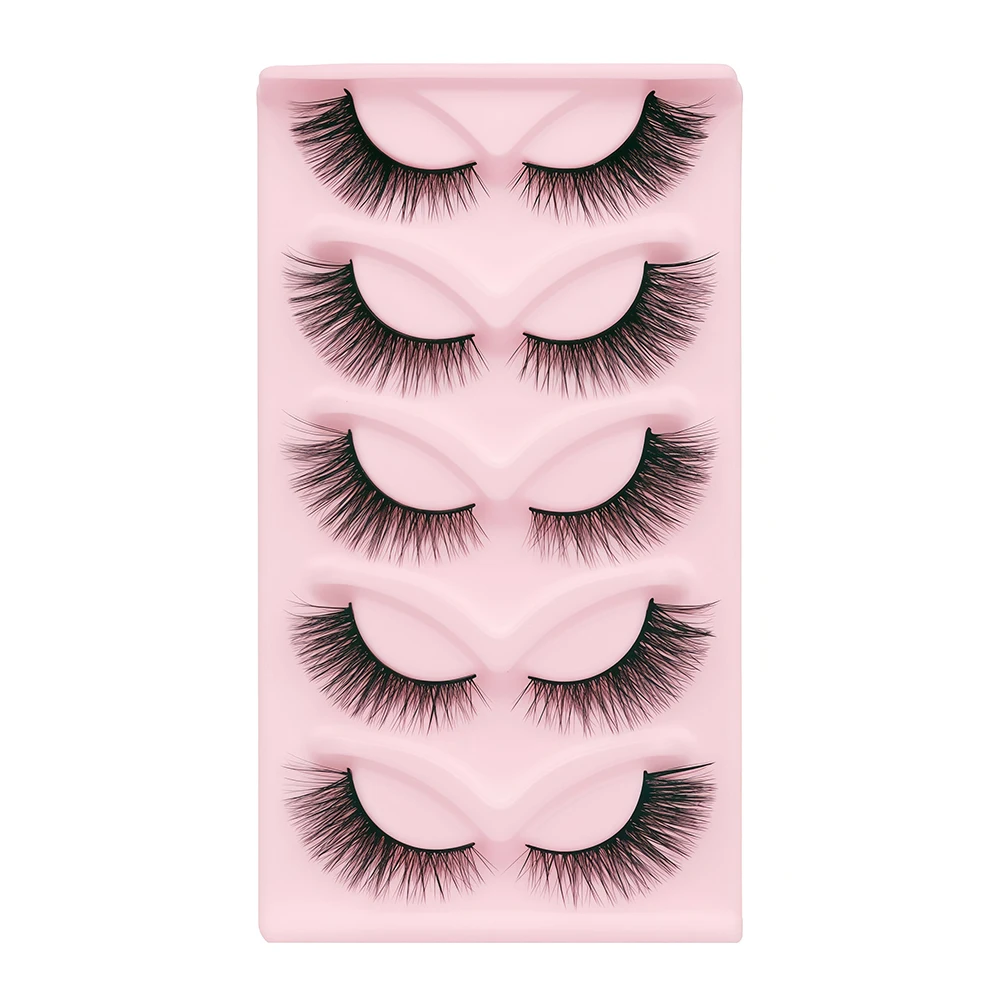 유럽과 미국 스타일의 촘촘하고 길어진 속눈썹을 위한 3D 고양이 눈 인조 속눈썹 5쌍