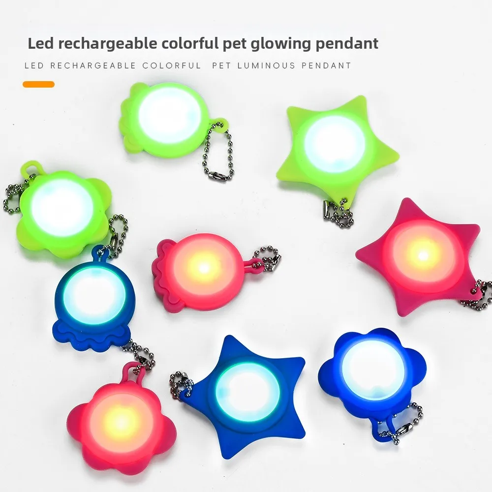 New Rechargeable LED Glowing Pendant Night Safety Waterproof Luminous Collar Flashlight Dog Collar Camping