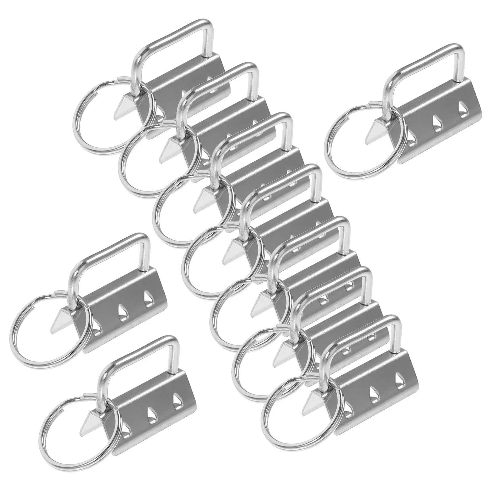 

10pcs Fob Metal Tail Clip Key Chain Accesorios 32mm Silver Metal Puncture Ring White Key Chain Wristlet Webbing Hardware