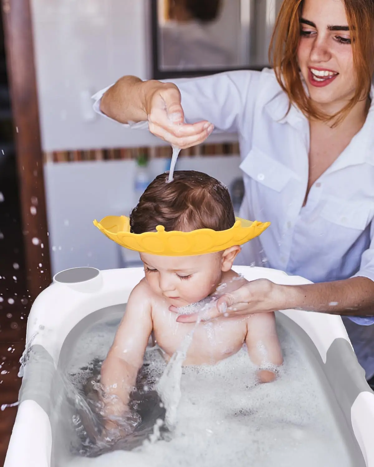 Baignoire Bébé Pliable Économie D'espace Pour Nouveau-nés - Rose/Gris/Bleu