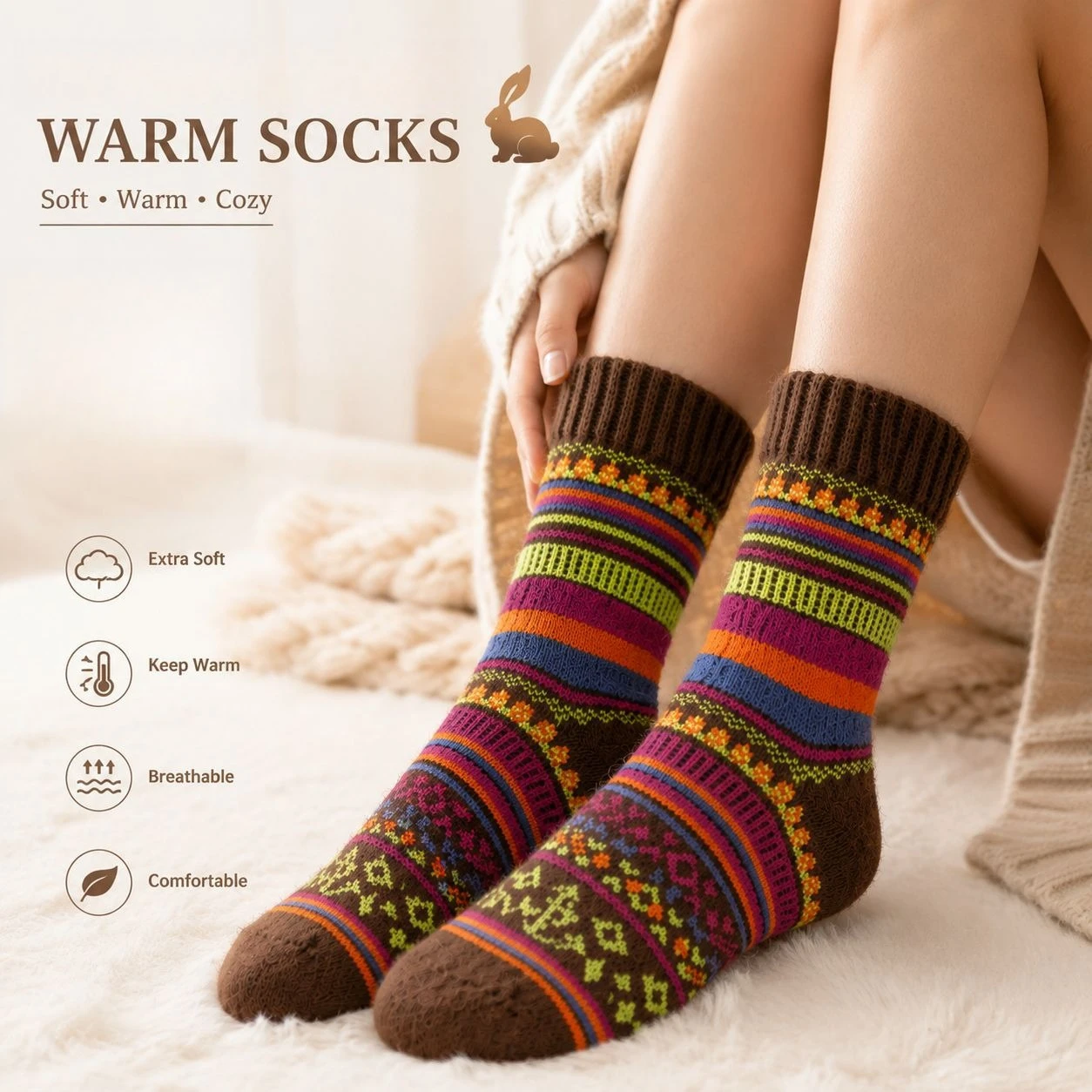 5 pairs of random color women's autumn and winter retro color personalized tube socks