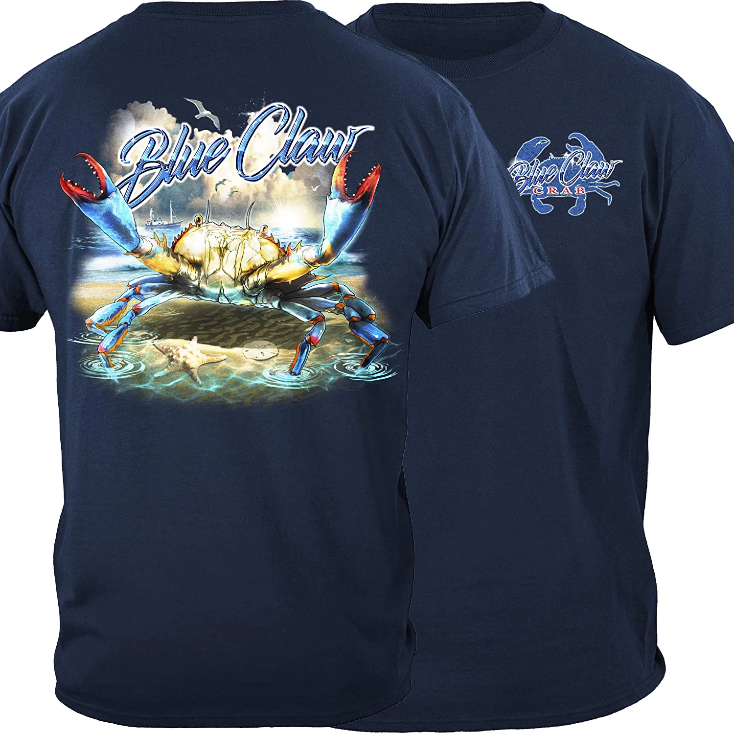 Unique Blue Claw Crab Printed Fashion Fisherman Angler Gift T-Shirt Summer Cotton O-Neck Short Sleeve Mens T Shirt New S-3XL