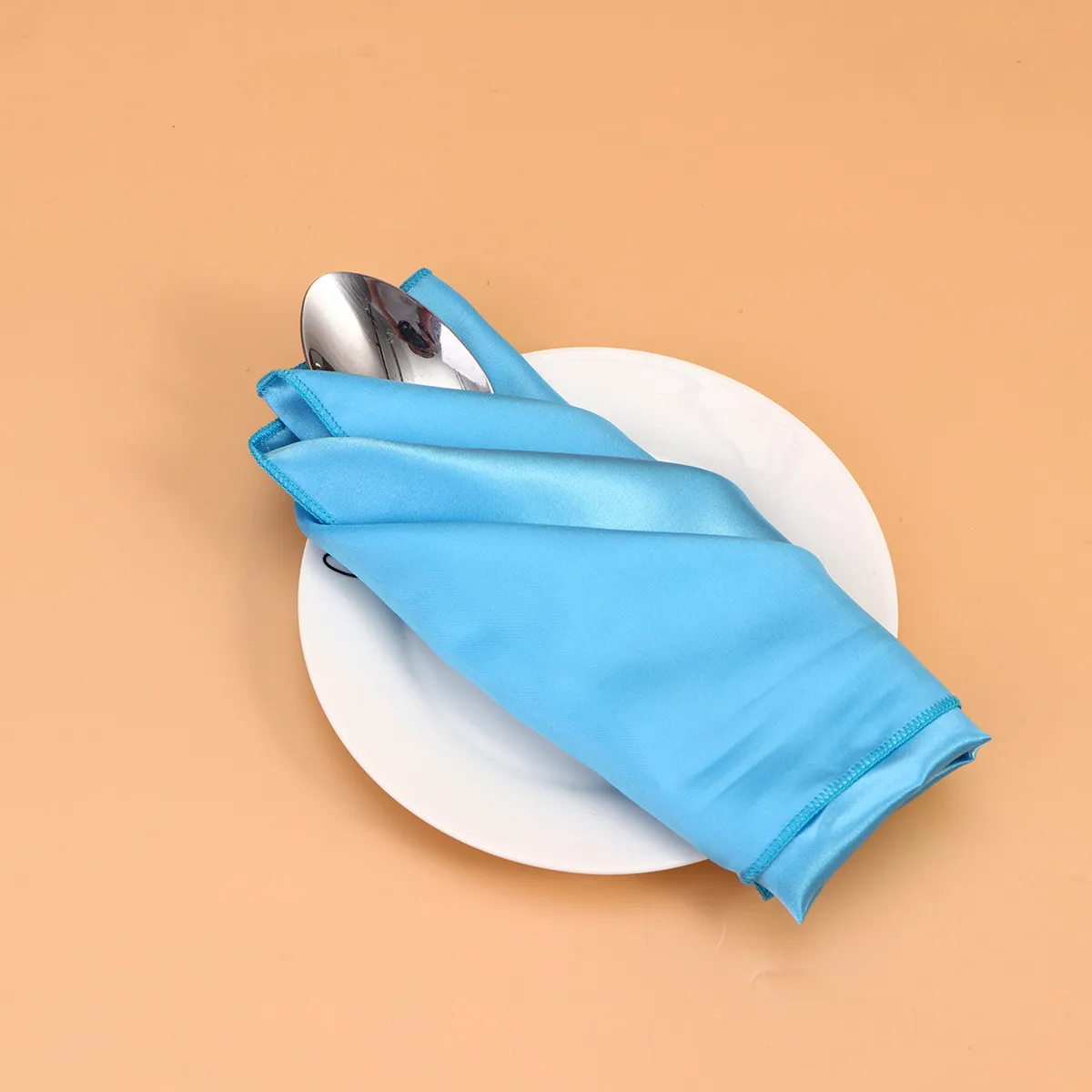 6Pcs Soft Polyester Square Napkin Cloth Solid Color Table Linen for Breakfast Lunch Dinner Placemat Tableware Pad 40x40cm Blue - view 5