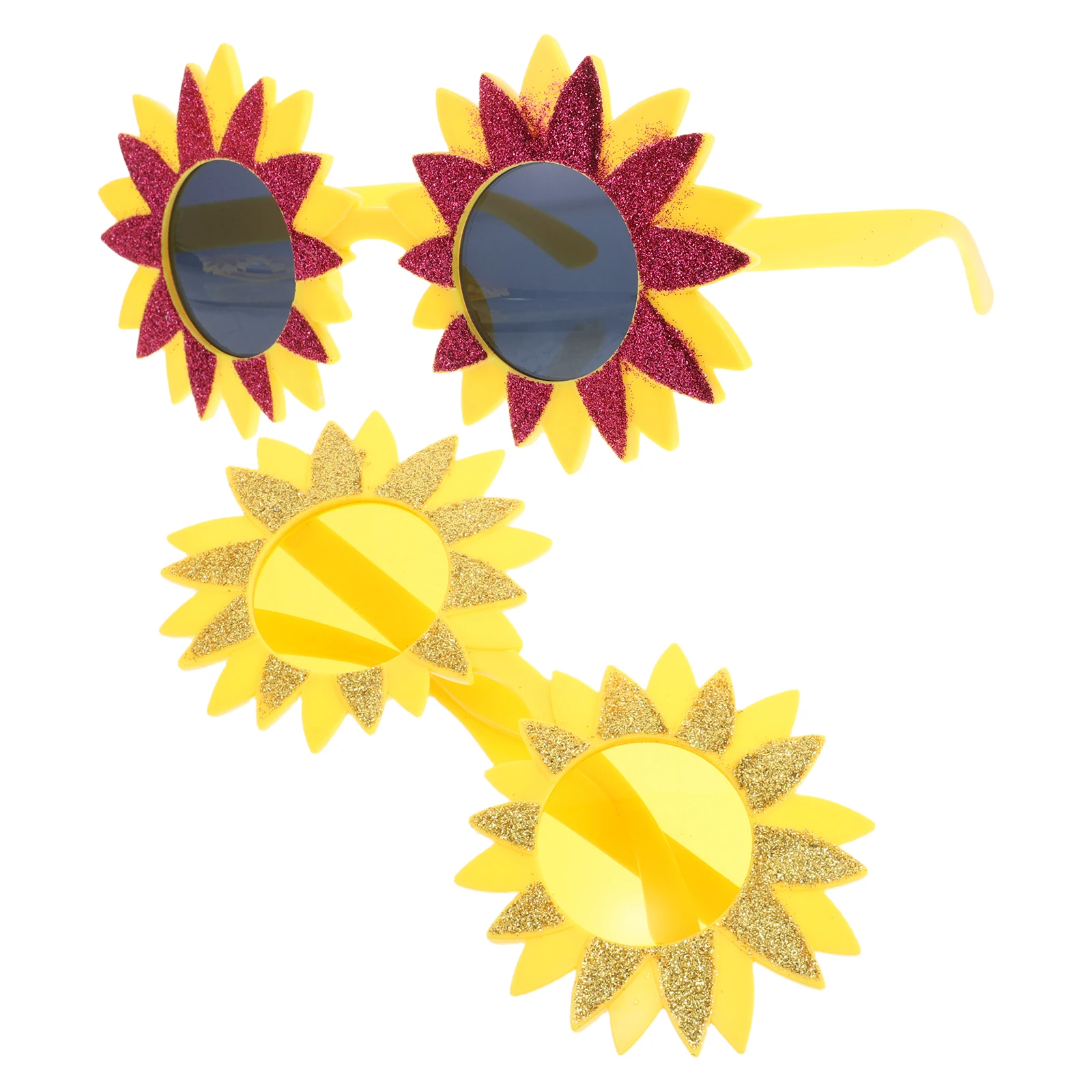 

2Pcs Hawaiian Sunflower Sunglasses Lightweight Funny Party Accessories Birthday Costume ABS Material Beach Travel