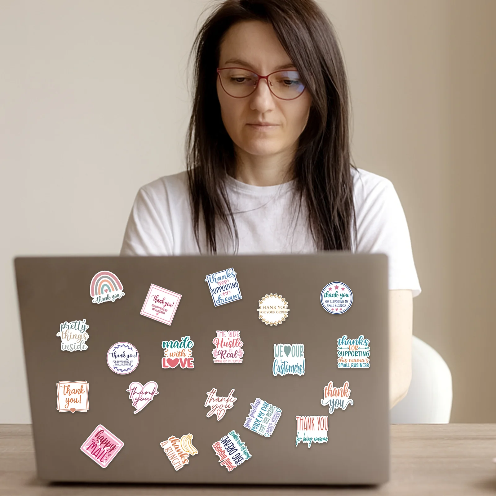 200 Pcs Thank You Stickers, Thank You Stickers for Small Business, Self-Adhesive & Waterproof Stickers with Beautiful Designs