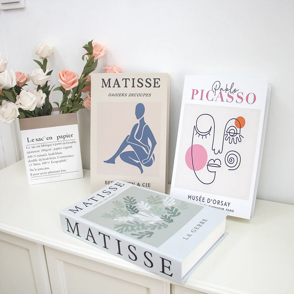 Aesthetic Decoration Fake Books Libros Decorativos MATISSE Decoration Fake Books Coffee Table TV Rack Modern Book Room Ornaments