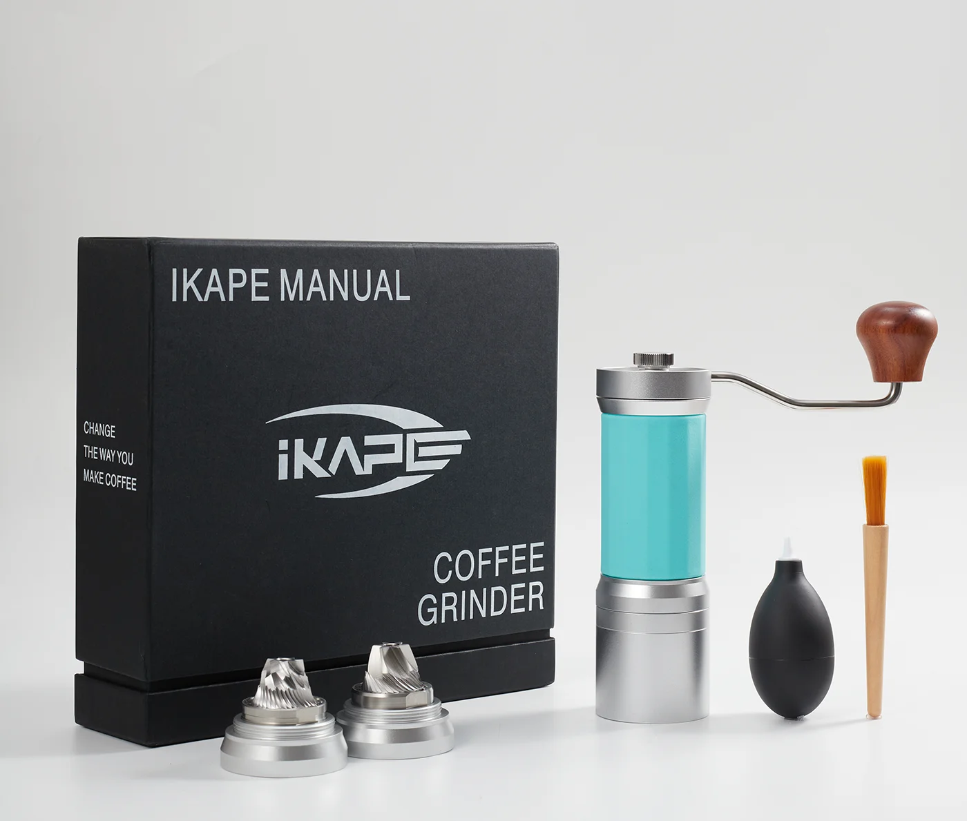 Ikape Handmatige Koffiemolen V1, Premium Hand-Espressomolen Met Conische Zeshoekige Braam, Draagbare Molen, Verstelbare Graad