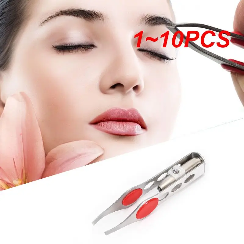 1~10PCS Eyebrow Tweezers Oblique Tip Eyebrow Trimming Clip Stainless Steel Eye Hair Removal Clamp False Eyelashes Curler Makeup