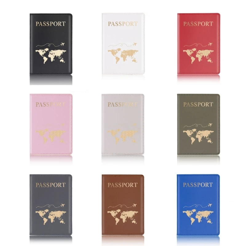 

PU Leather Passport Holder Covers Hot Stamping Plane Lover Couple Wedding Gift