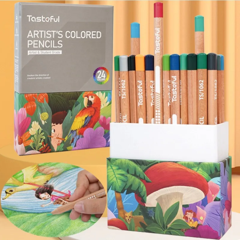 

24/48 Color Oil-based Pencil Set Triangle Rod Wooden Paintbrush Art Professional Drawing Supplies Children's Doodle Pencils