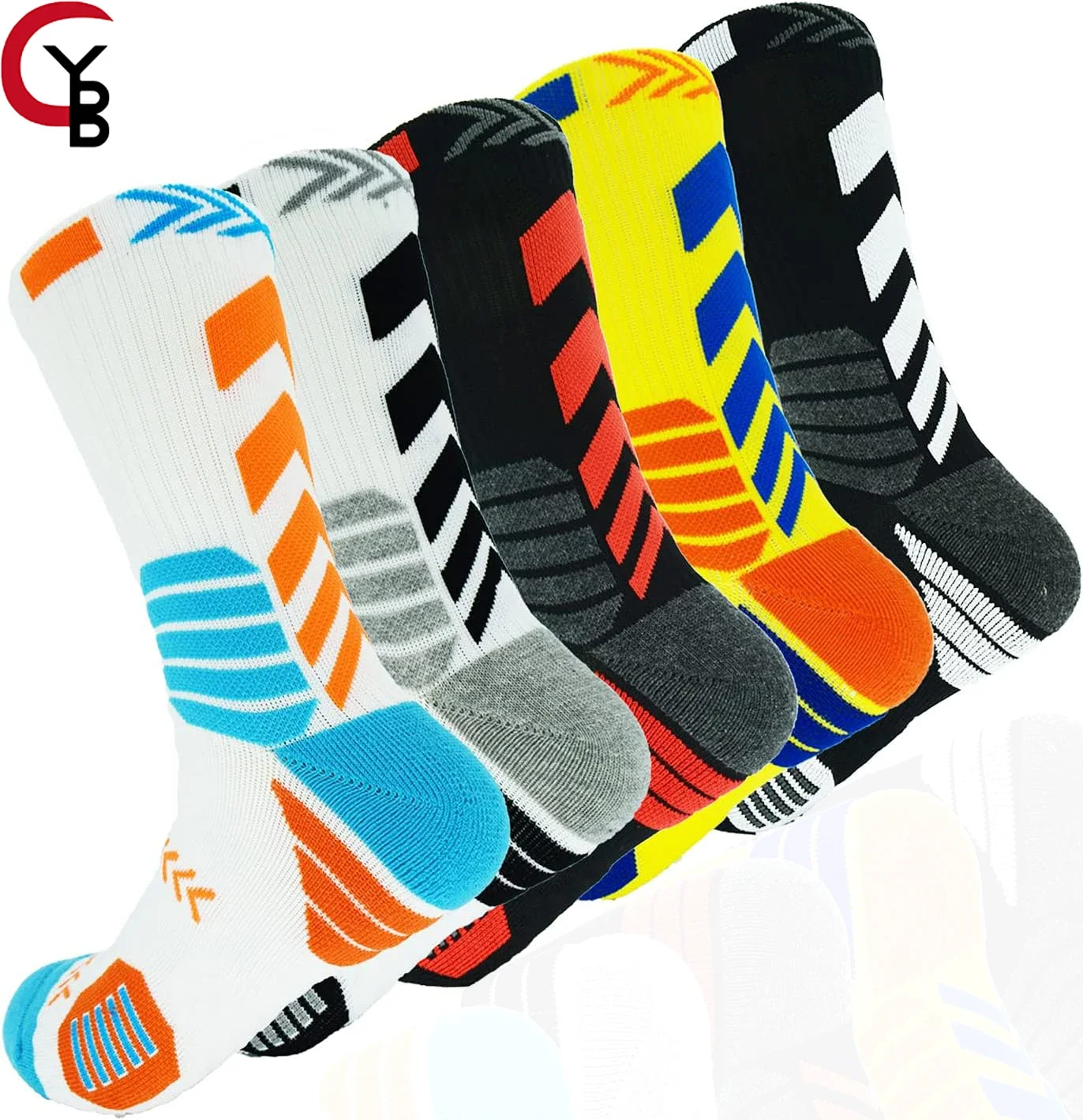 Chaussettes de compression athlétiques pour hommes, performance, optique, baume rembourré, basket-ball, course à pied, entraînement, 5 paires