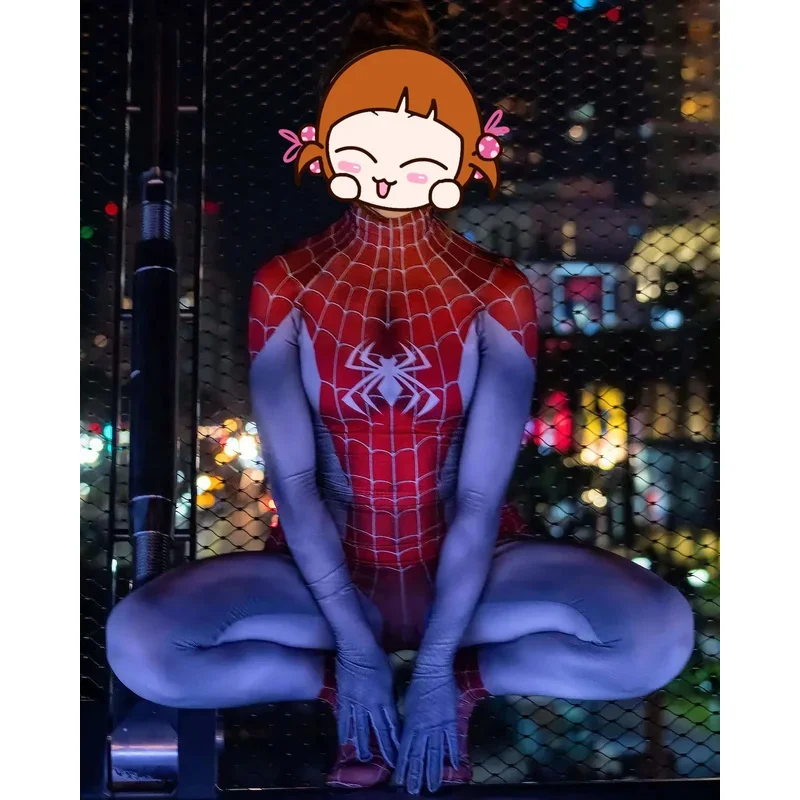 AD1 Women MJ Spider Cosplay Costume Adults Kids Girls Women Superhero Zentai Halloween Bodysuit Party Jumpsuit5@rD~