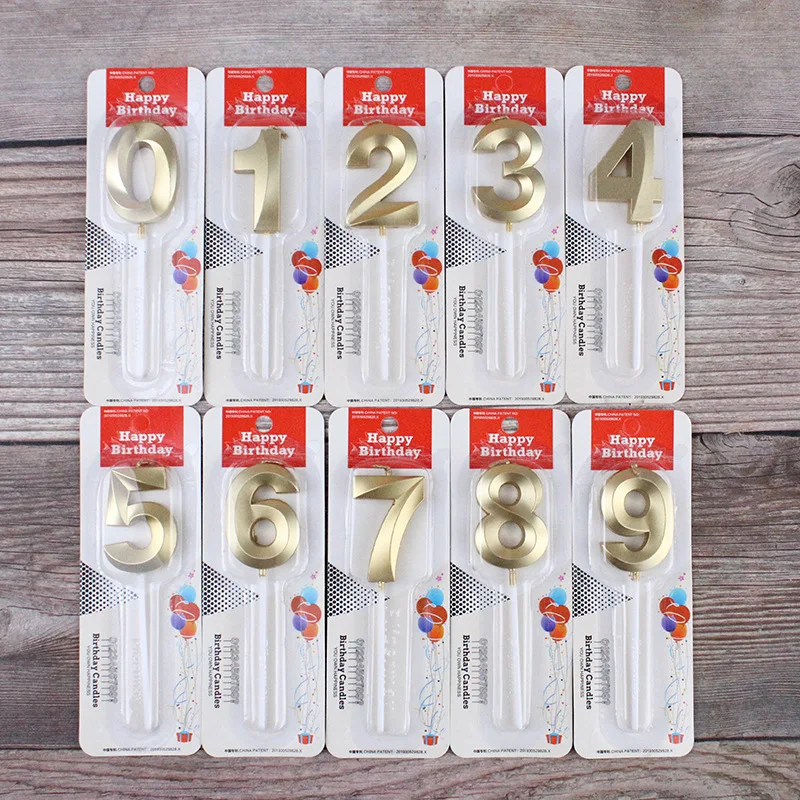 0-9 Digital Candle Gold Numbers