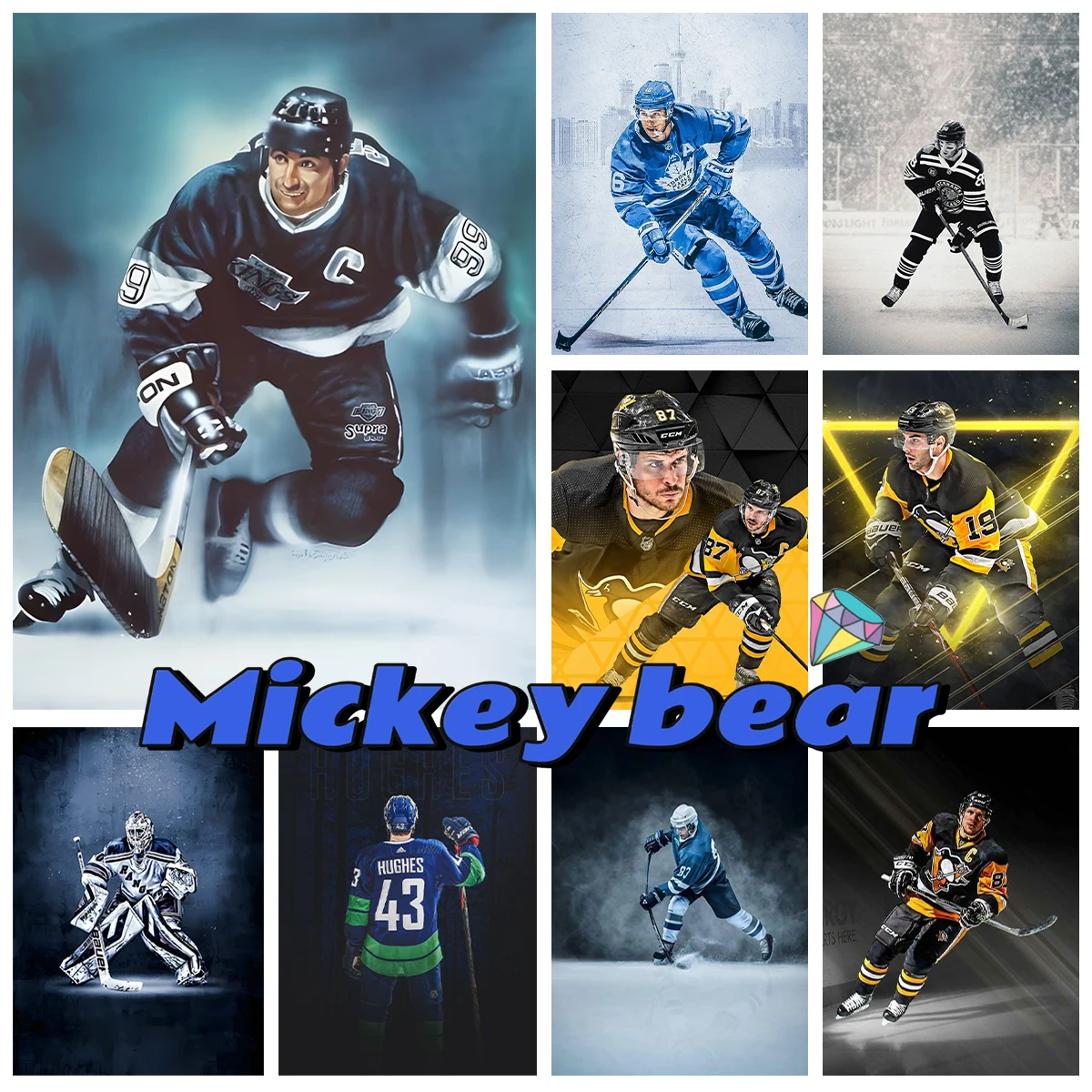 Ice Hockey 5D AB Diamond Painting Kit Sports Star Mural DIY Diamond Embroidery Cross Stitch Adult Handmade Gift Home Wall Decor